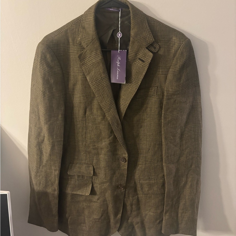 Ralph Lauren Men's Olive Plaid Blazer